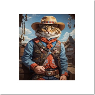 Western cowboy cat Posters and Art